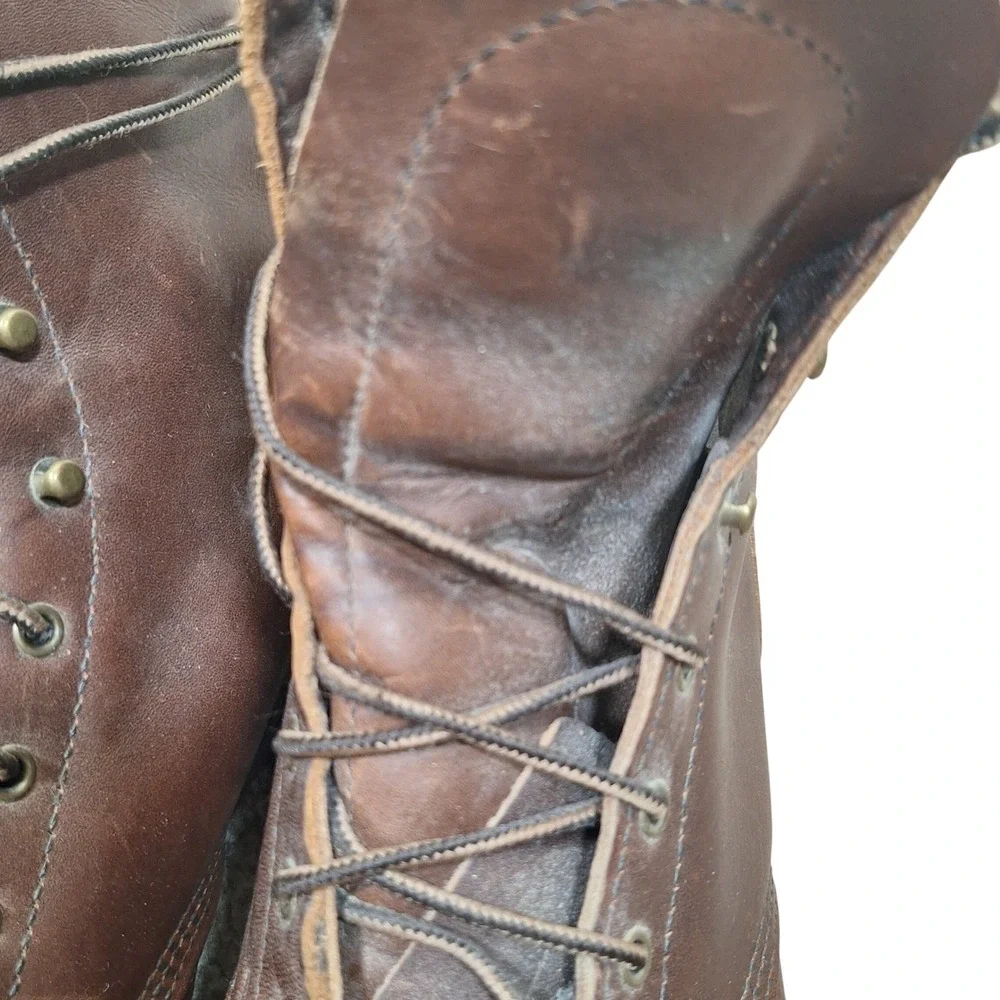 Double H Lacer Kiltie Packer Boots Brown Leather Tall Lace Up Workwear Mens 11